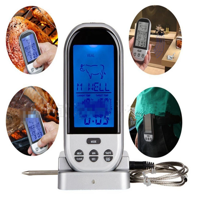 

Wireless Food Thermometer Barbecue BBQ Thermometer Double Probe Electronic Waterproof Home Kitchen