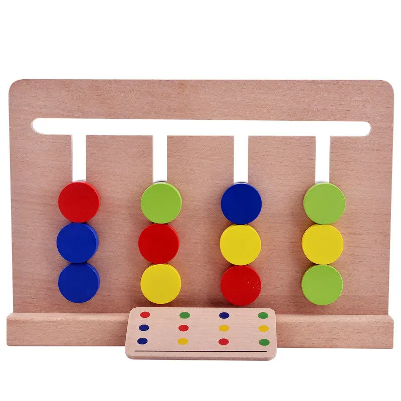 Montessori Enlightenment Children's logic toys early Education teaching Aids Matching Four Color Games Classic Baby Wooden Block