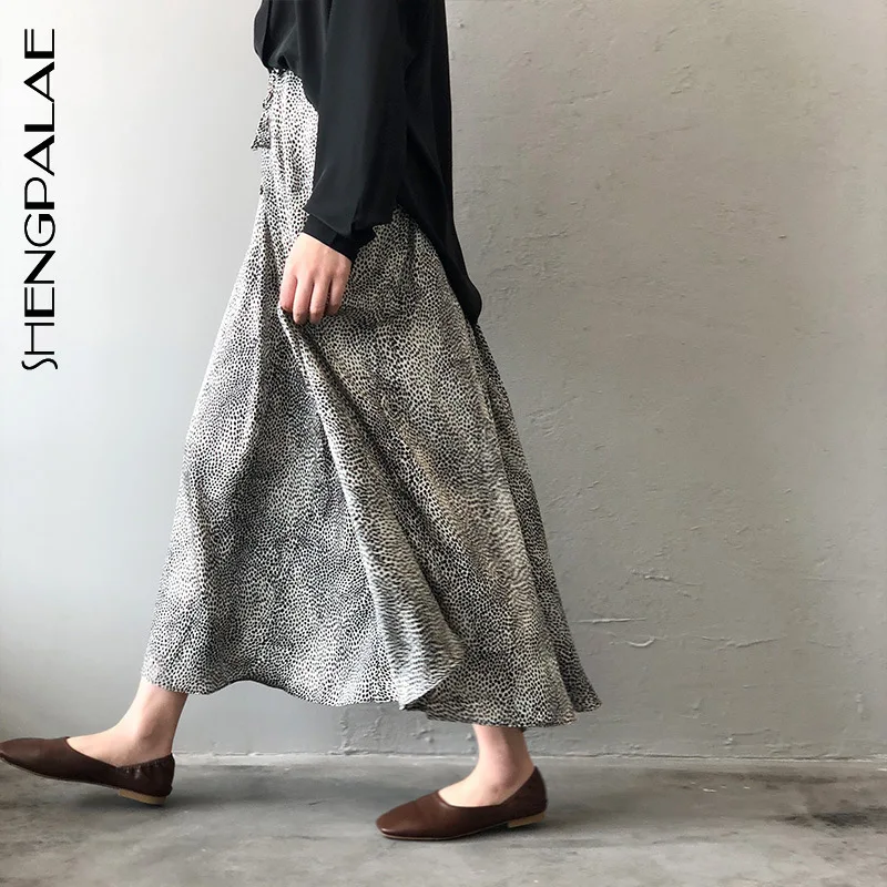 SHENGPALAE винтажные модные юбки для женщин с высокой талией леопардовый принт свободные универсальные 2019 новые весенние женские юбки FM061