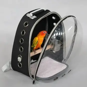 

Transparent Space Capsule Shoulders Bag with Breathable Holes Outdoor Pet Parrot Myna Carrier Bird Travel Backpack