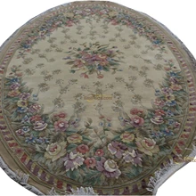 Французский ковер ручной работы с узорами ручной работы, изысканный круглый ковер для комнаты, дизайн с растениями