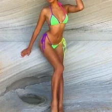 Для женщин сексуальный комплект бикини Push Up Мягкий бинты Купальники для малышек женская летняя пляжная двойка купальник с вырезом на спине Лидер продаж