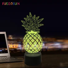 Lampe LED 3D en forme d'ananas, Illusion de nuit, 7 couleurs, USB, nouveauté