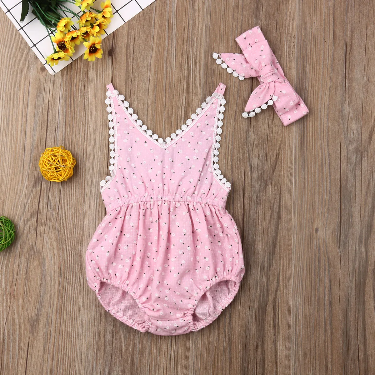Emmababy новой фирменной одежды из 2 предметов Детский комбинезон с цветочным узором