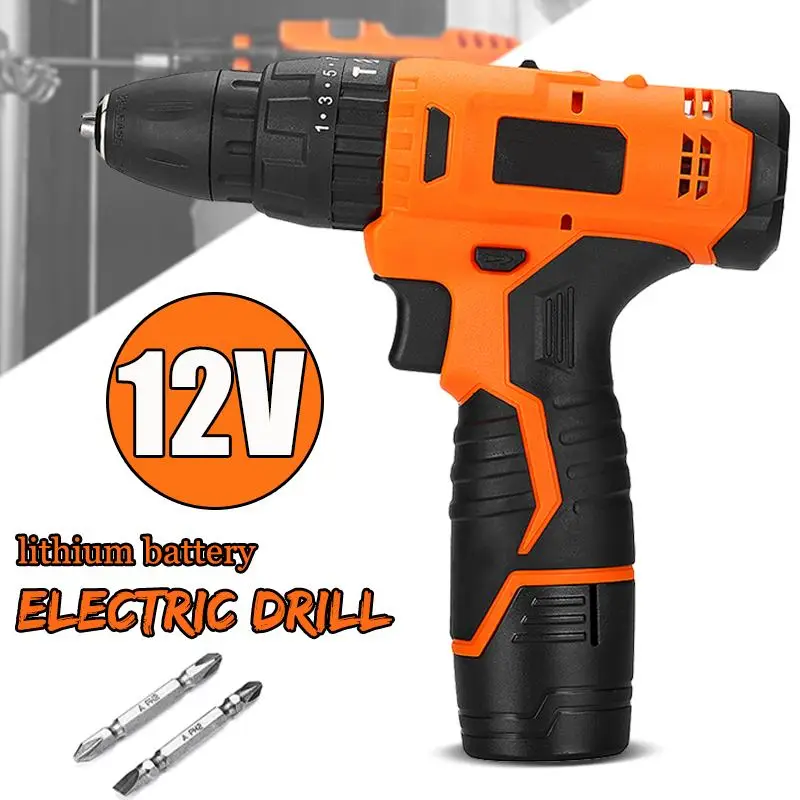 

Multi-function 12V Two Speed Electric Screwdriver Power Drill Lithium Battery Rechargeable Cordless Electric Drill Power Tools