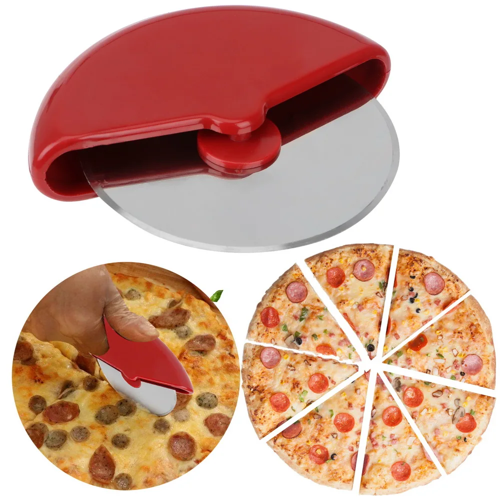 

Cake Bread Cutting Tools Plastic Handle Stainless Steel Pizza Wheels Knife Bakeware Round Shape Pizza Cutter Baking Tools