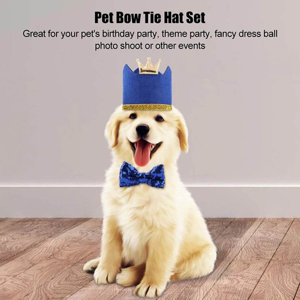 2 Pieces Ensemble Casquettes Pour Chiens Avec Chat Chien A Nœud Papillon Costume D Anniversaire A Paillettes Casquette Chapeau Accessoires Pour Animaux De Compagnie De Noel Aliexpress