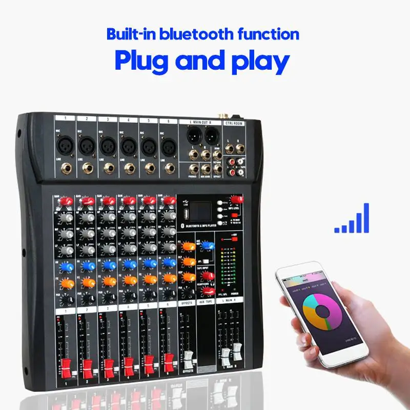 Professional Studio Audio Sound Mischpult bluetooth USB Rekord Computer Wiedergabe Phantom Power Wirkung 6 Kanal Audio Mixer Professional Studio Audio Sound Mischpult bluetooth USB Rekord Computer Wiedergabe Phantom Power Wirkung 6 Kanal Audio Mixer