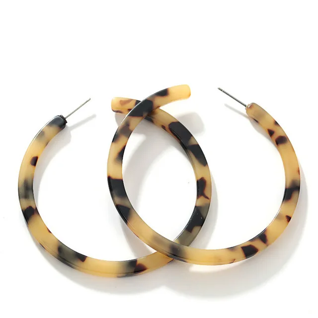 Акриловые женские серьги-кольца с леопардовым принтом, большие кольца, женские серьги в форме C