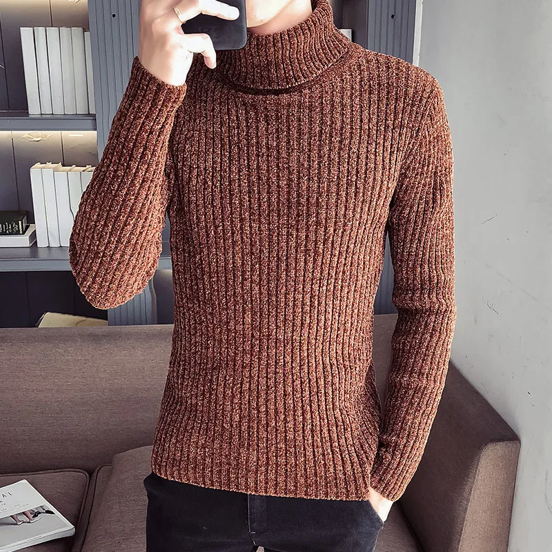

High Lead Male Lapel Garment Self-cultivation plus size sweater pullover men Tops Coat Casual long Sleeve Turtleneck