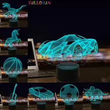 3D Иллюзия лампы S Порты и разъёмы, футболка с принтом "автомобиль" Единорог светодиодный Ночной светильник с USB Порты и разъёмы красочные изменения для домашнего декора творческий подарок