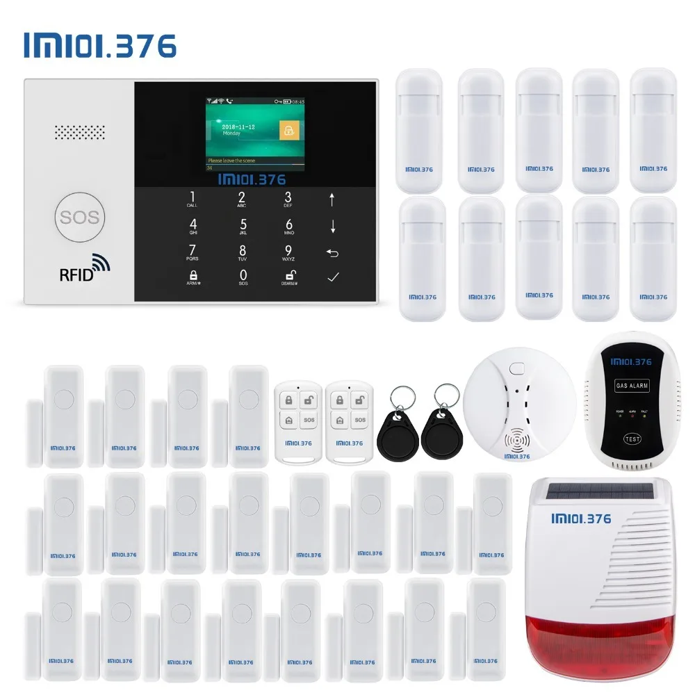 LM101.37 6 tarjeta SIM inalámbrica WiFi GSM casa Sistema de alarma de seguridad kits de Control de aplicación Sensor de abertura de puerta antirrobo PIR movimiento detector
