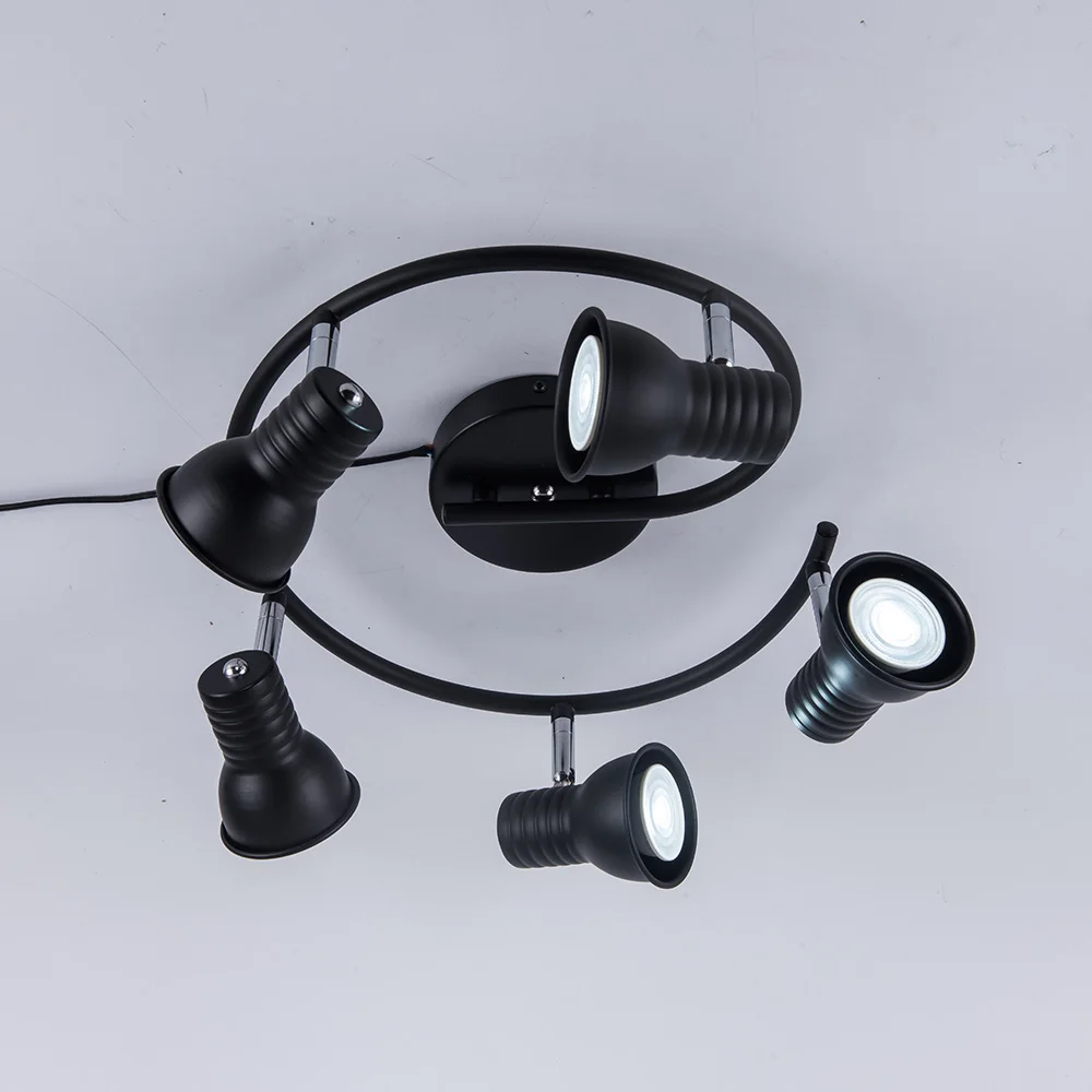  Modern rotatable LED Ceiling Light fixture black adjustable 5 heads GU10 spot light loft kitchen be - 32969233466