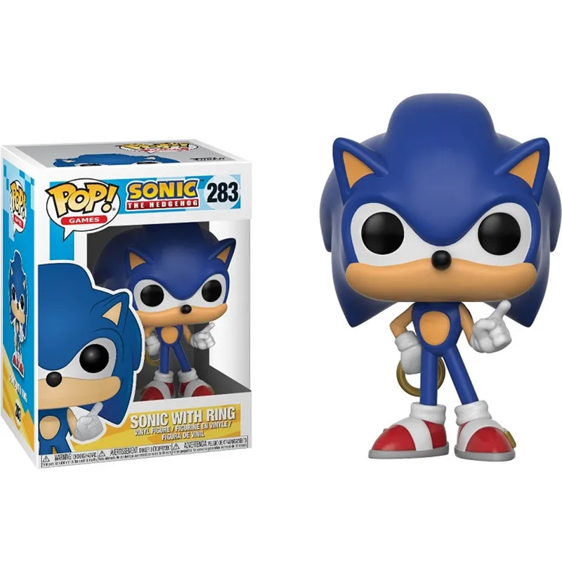 Супер звуковые виниловые куклы FUNKO POP #283 SONIC с кольцом/изумрудной тенью