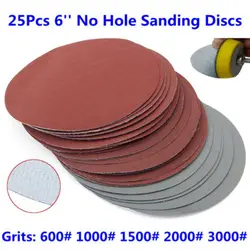 25 шт 5,91 ''150 мм зернистость 600/1000/1500/2000/3000 шлифовальные диски наждачная бумага крюк-петля Pack
