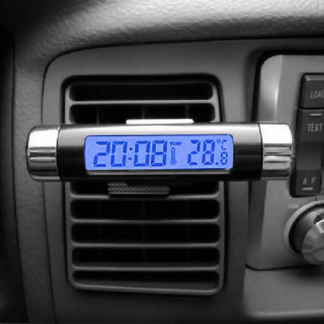 Часы термометр 20C 50C Мини цифровой 2-в-1 Воздушный мини-светодиодный автомобильный