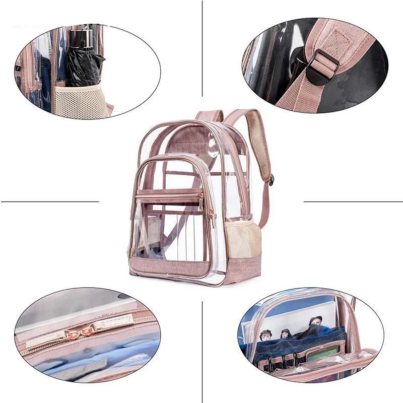 Fashion Waterproof Shoulder Bags 2019 Pink Color Pvc Jelly Bag Gothic Large Capacity Mom Backpack Women's Transparent Backpacks