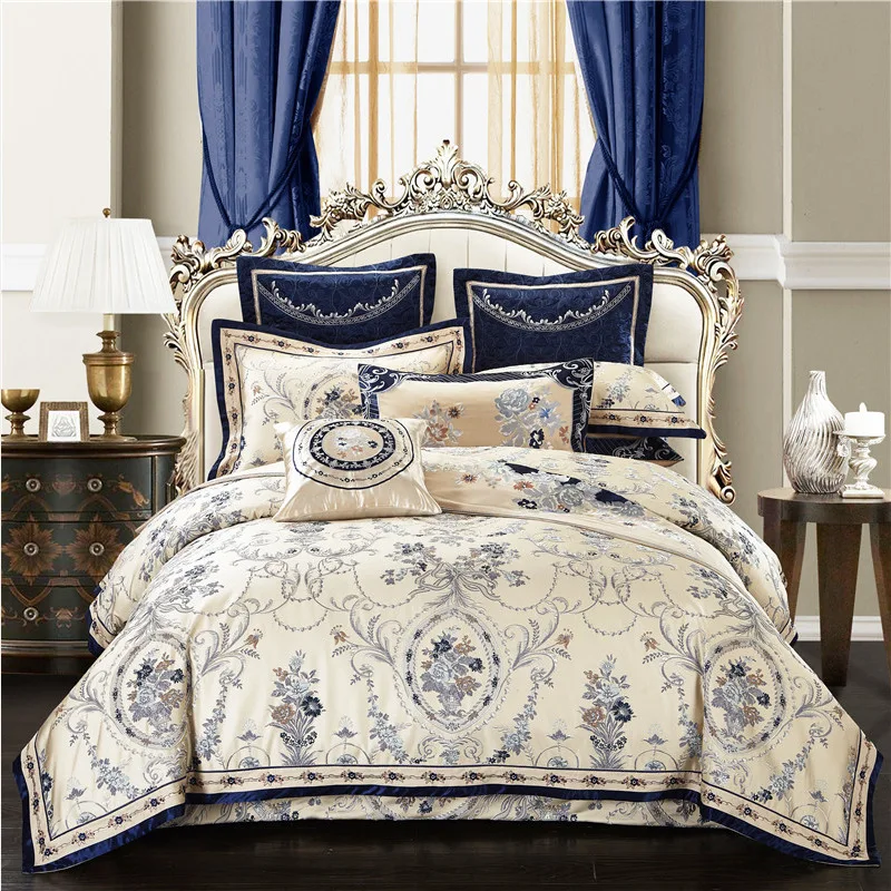 

ROWBOE brand aristocratic high-grade satin bed supplies 1.8 / 2m wedding four-piece cotton jacquard embroidery European platter
