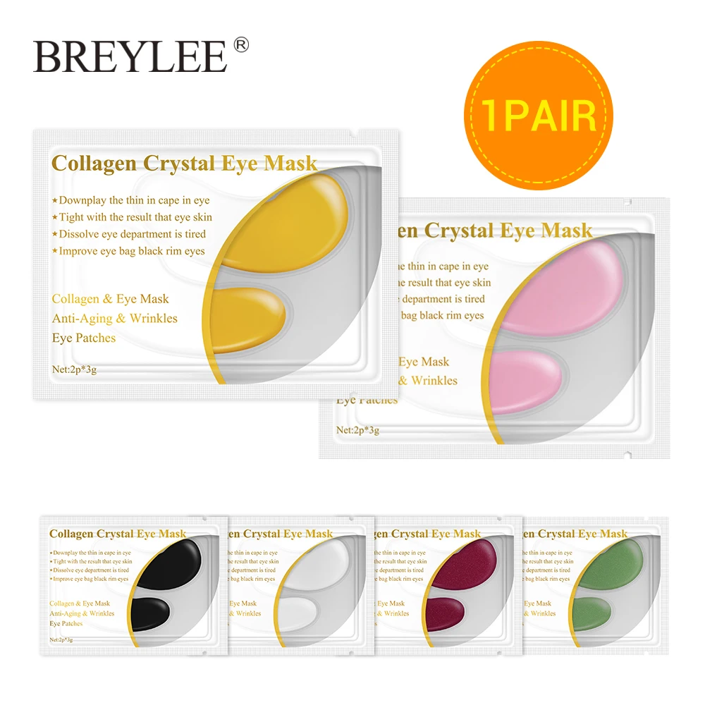 

Breylee 24k Gold Eye Mask Collagen Crystal Serum Eye Patches Anti Wrinkle Puffiness Dark Circle Skin Care Anti-aging Sheet Masks