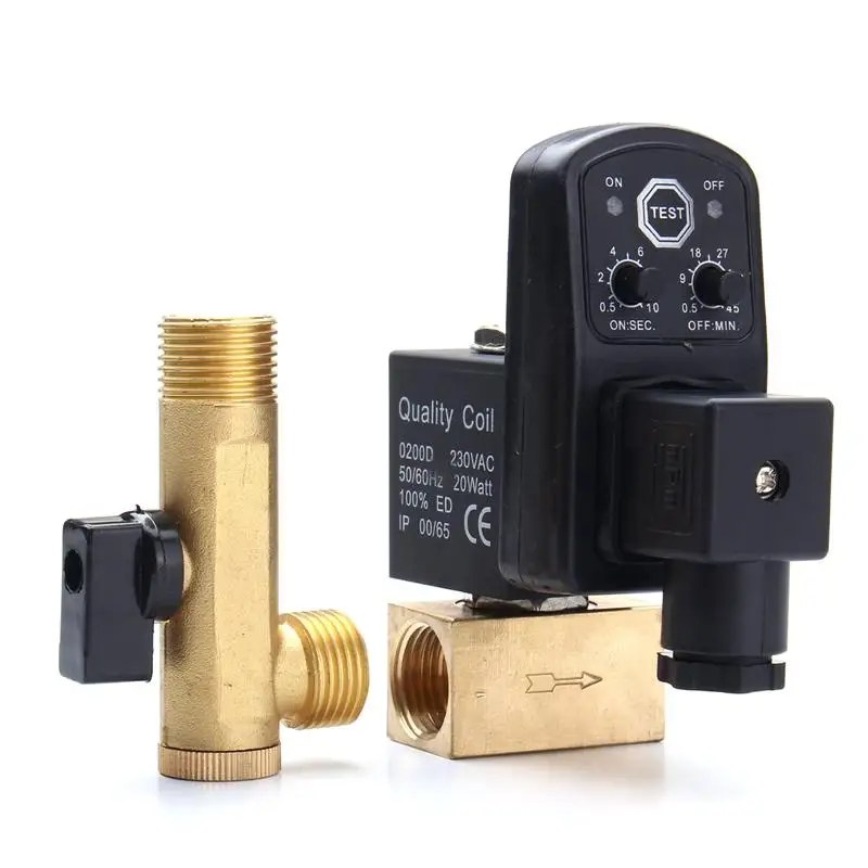 

Newest 1.6Mpa Electronic Drain Valve AC220V Timed Air Compressor Automatic 2-way Durable Drain Valve IP65 Waterproof