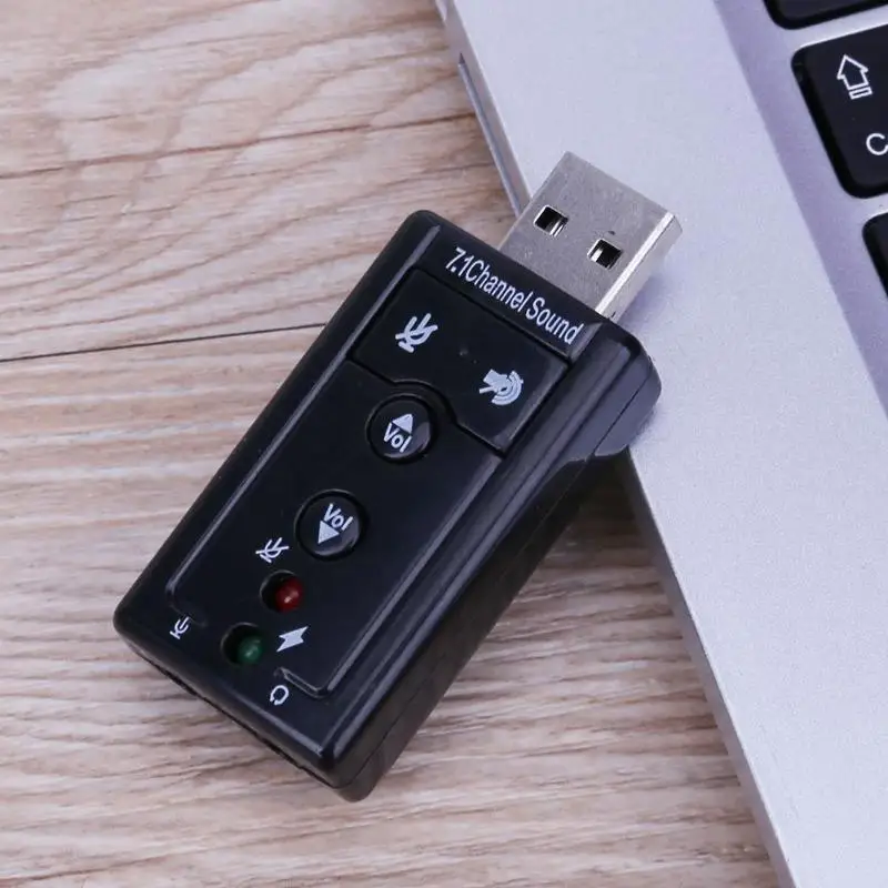 

External USB Sound Card7.1 CH Sound Card Audio Adapter with small LED indicator light Audio Adapter with with 3.5mm Headset MIC