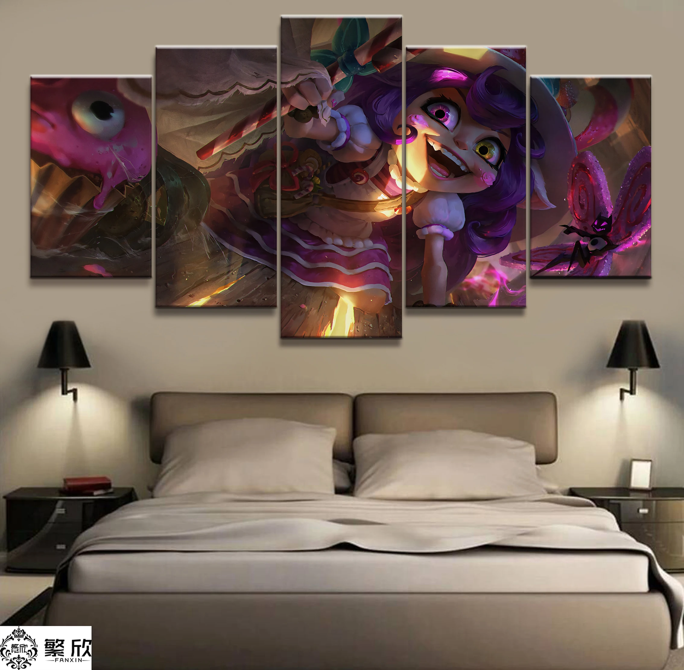 

Home Decor Modular Canvas Picture 5 Piece Lulu League of Legends LOL Game Painting Poster Wall For Home Canvas Wholesale