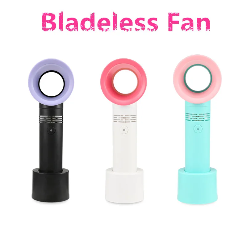 USB Rechargeable Portable Bladeless Fan Handheld Mini Cooler No Leaf Handy Fan