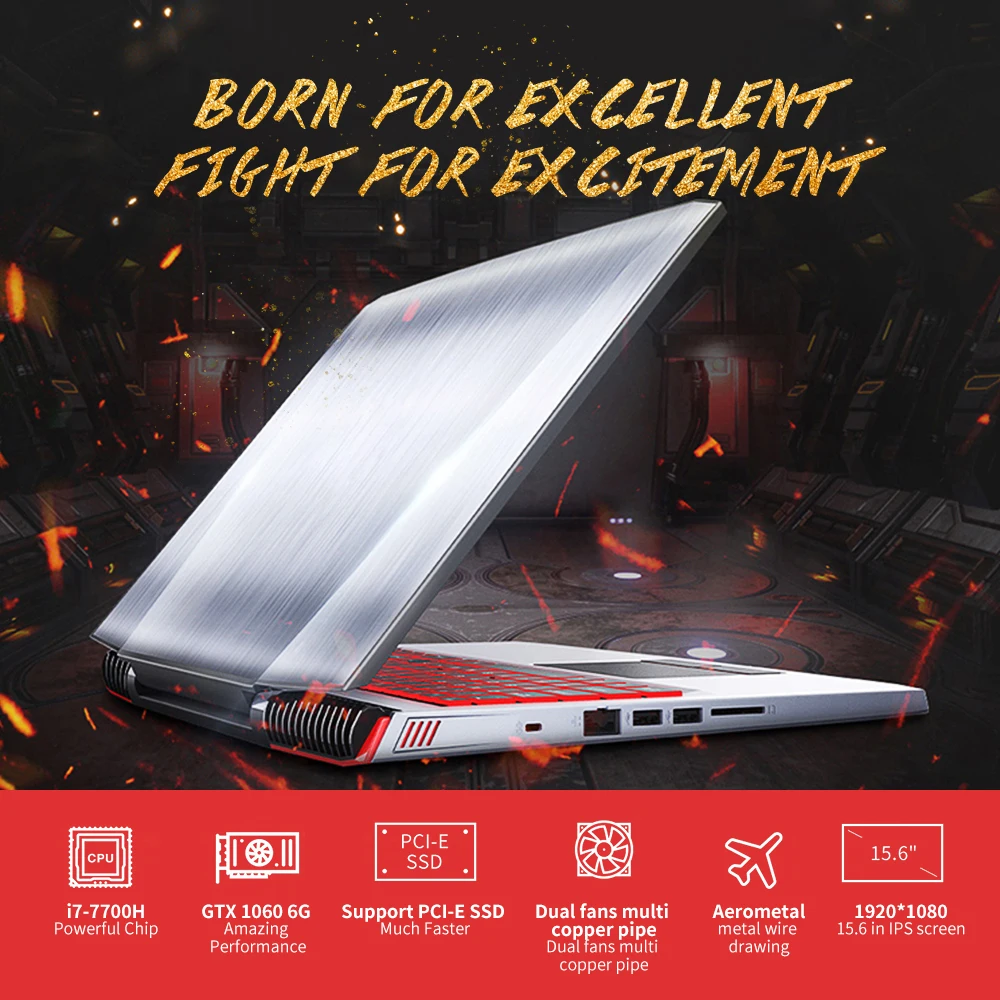T-bao Laptop Corei7 15.6in GTX1060 Gaming Laptop 1920*1080 HD Dual Fans 8G DDR4 4000mAh Battery RGB Backlit Keyboard Windows 10