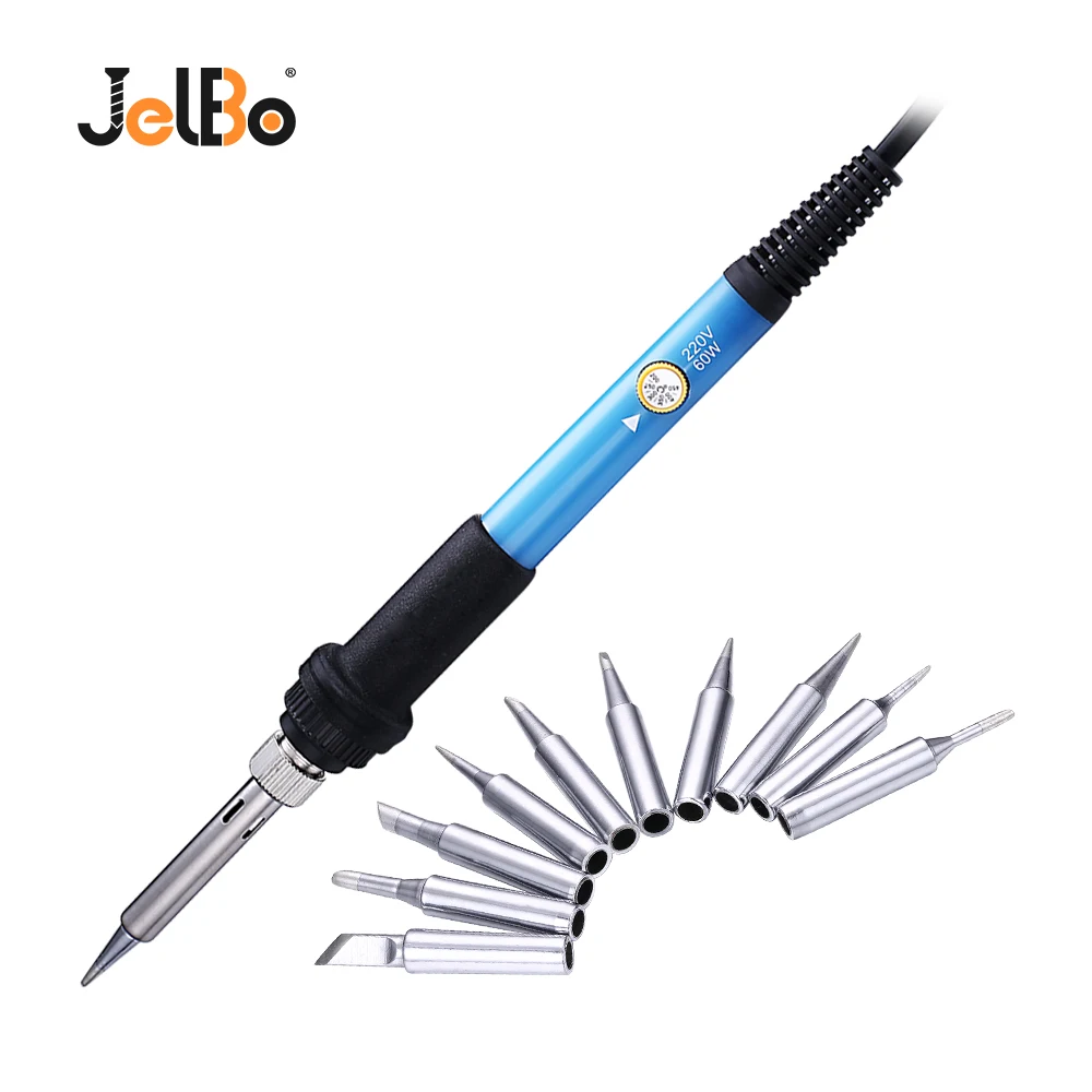 

JelBo 60W 220V Electric Soldering Iron Set Adjustable Temperature Gun Tip EU Plug Tin Repair Welding Tool Solder Station