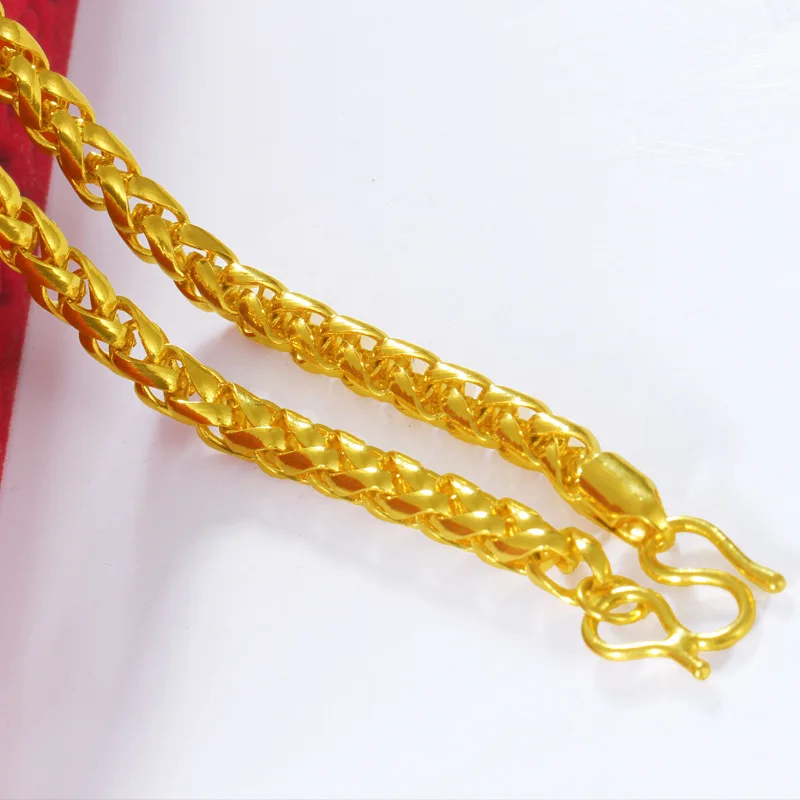Вьетнамское Золотое мужское ожерелье с покрытием из чистой латуни, простое золотое ожерелье с цепочкой