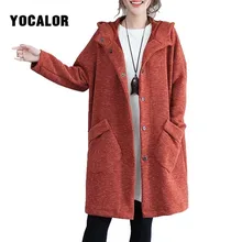 Размера плюс, Женская Осенняя зимняя куртка с капюшоном, пальто, Дамское длинное пальто, модная верхняя одежда более размера d, Veste Femme Tweed
