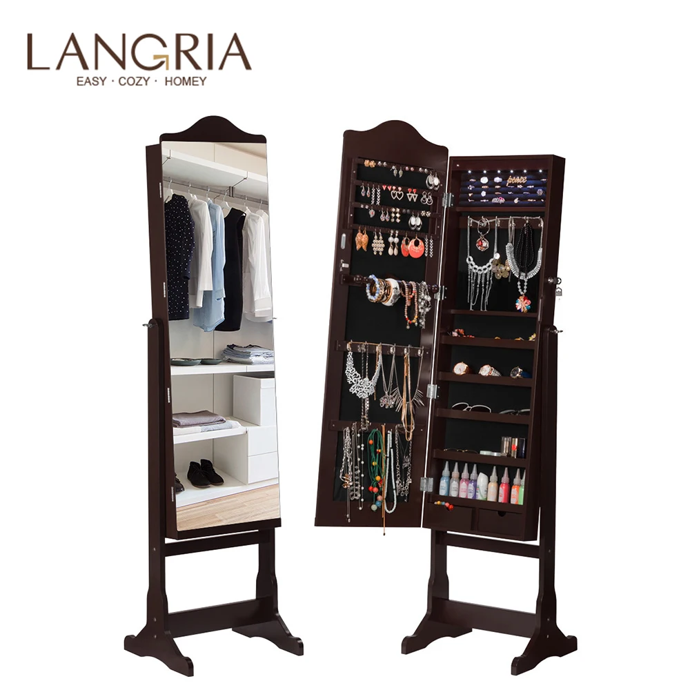 Langria Lockable Standing Jewelry Cabinet Armoire And Storage