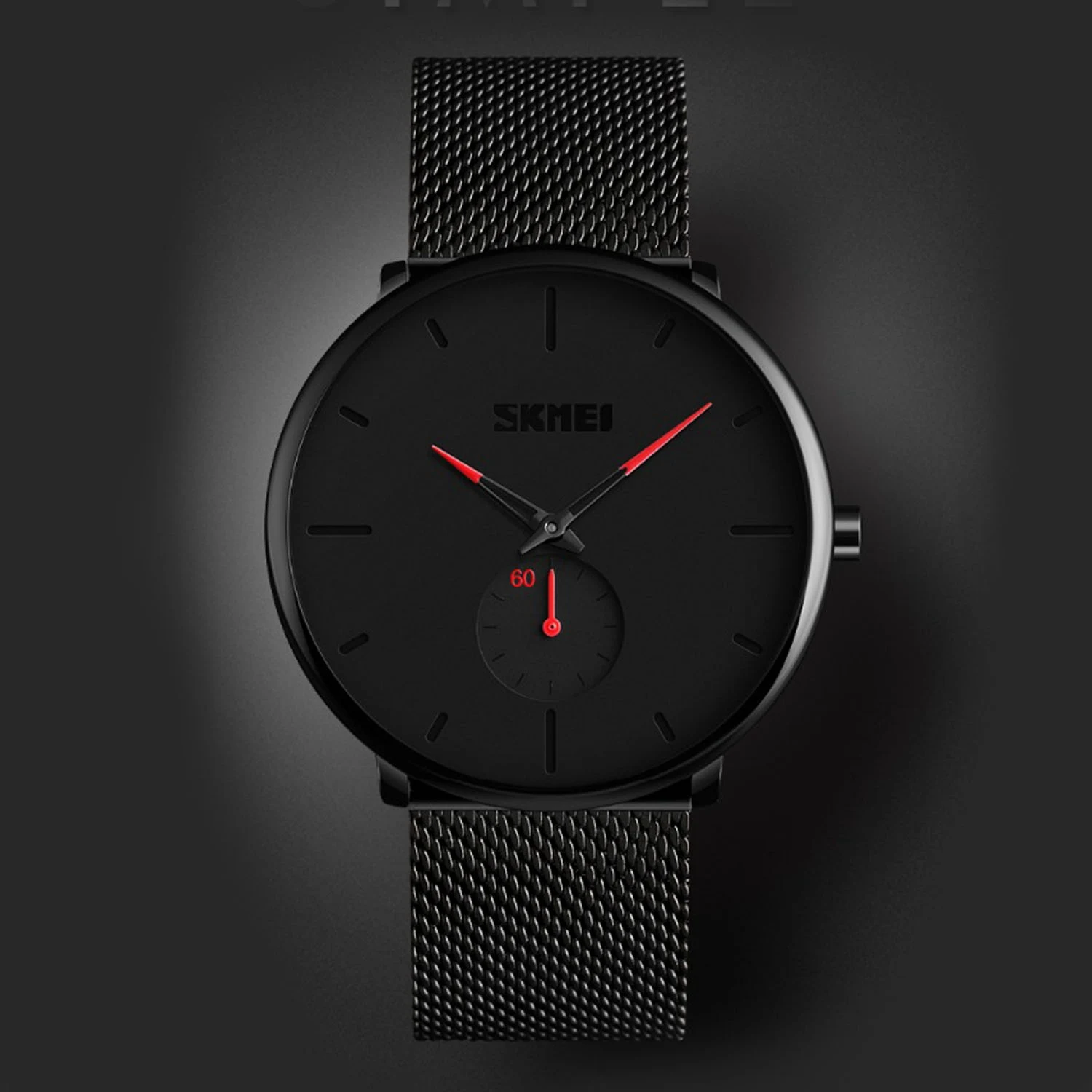 Skmei أزياء الرجال ووتش ساعة كوارتز 30 متر للماء كبير الهاتفي ساعة كوارتز الرجال ووتش 9185 ، أسود