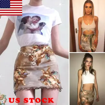 

Girls Women High Waist Floral Print Bodycon Casual Clubwear Slim Mini Skirt Size S-L Valentine's Day Skirt