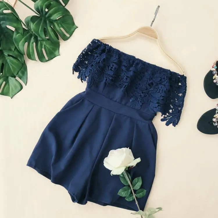 Women Ladies Summer Off Shoulder Sexy Playsuits Fashion Long Sleeve Lace Patchwork Hollow Playsuits Women Ladies Summer Off Shoulder Sexy Playsuits Fashion Long Sleeve Lace Patchwork Hollow Playsuits