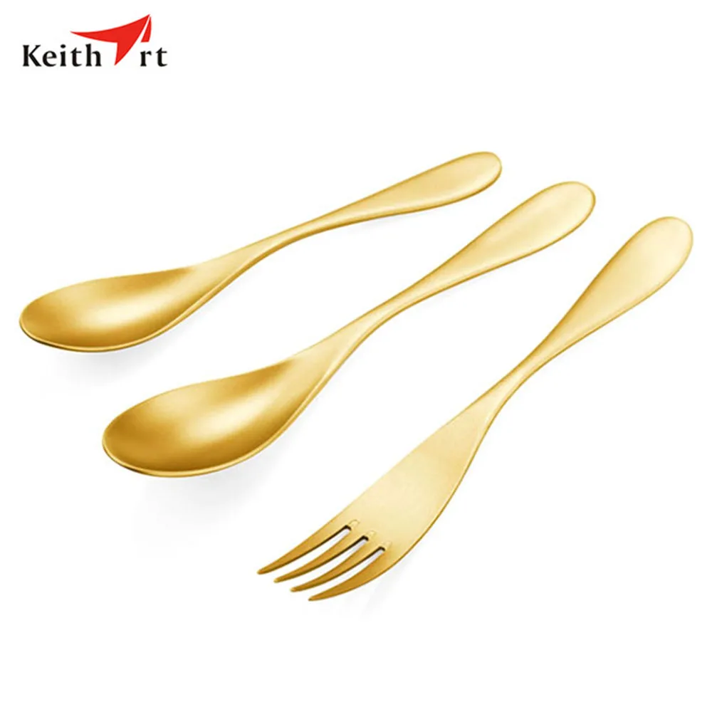 

Keithart Titanium Tableware Fork Spoon Set Ultralight High Strength Outdoor Camping Picnic Fork Spoon Tableware Dinnerware Set