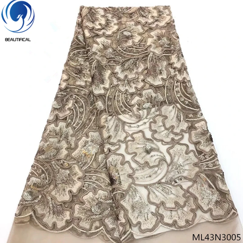 

BEAUTIFICAL fabric lace sequin nigeria lace fabric embroidered sequins 5yards french tulle fabric lace sequins ML43N30