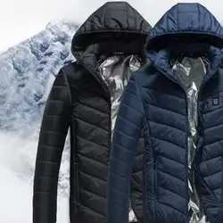 2018 зимние теплые Отопление куртки для мужчин женщин Smart термостат однотонная одежда с капюшоном одежда лыжный спорт пеший Туризм пальт