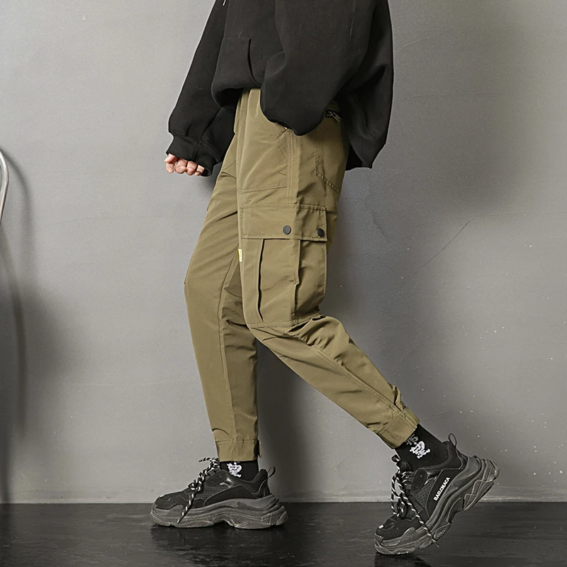 

Men's Fashion Spring New Casual Overalls S-3XL Personality Wild Youth Nine Pants Feet Solid Color Loose Temperament Popular