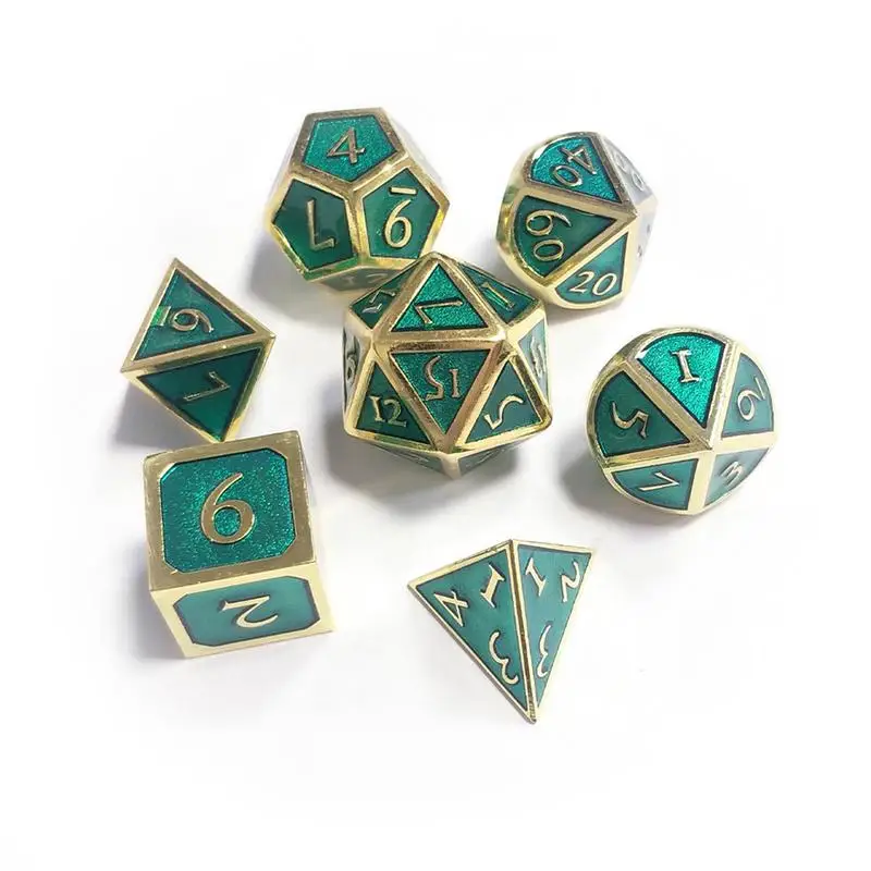 

7PCS Retro Metal Polyhedral Dice Multi-Sided RPG D&D Dungeons Dragons Poly Board Table Game Entertainment Gaming Plastic Cubes