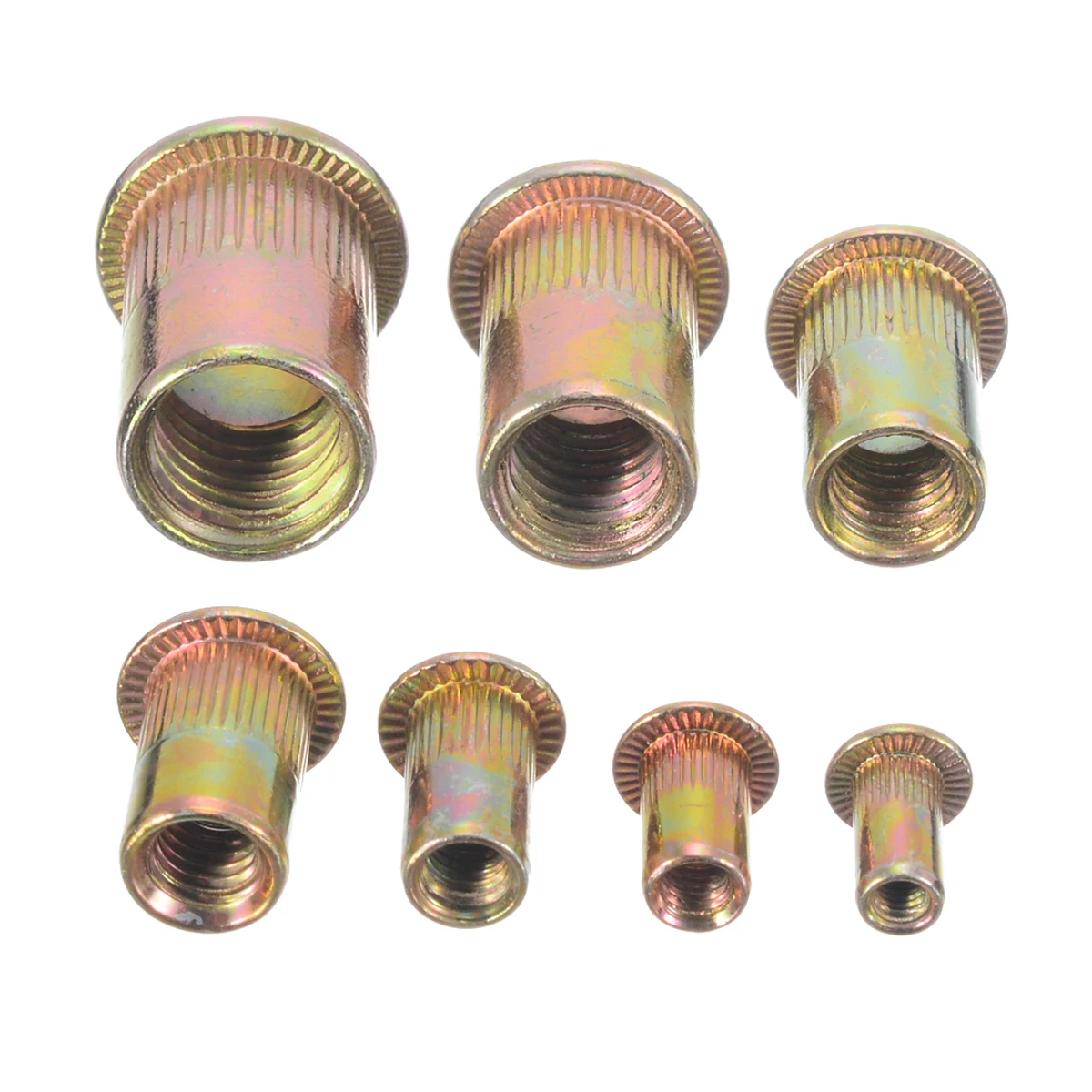 

Mayitr 128pcs Flat Head Threaded Insert Nutserts Rivet Nuts Flange Rivnuts Zinc Plated Steel Nutsert