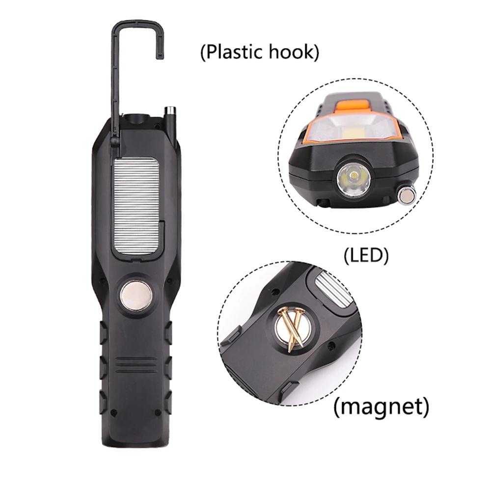 

CLAITE USB lighting COB LED Work Light Rechargeable Flexible Magnetic Inspection Lamp with Hook Outdoor Camping Emergency Lights