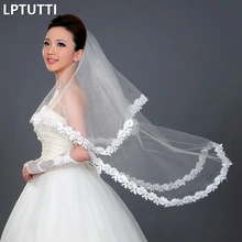 LPTUTTI Однослойная аппликация кружева женитьба Свадебные украшения для головы аксессуары длинный соборный свадебная вуаль с расческой