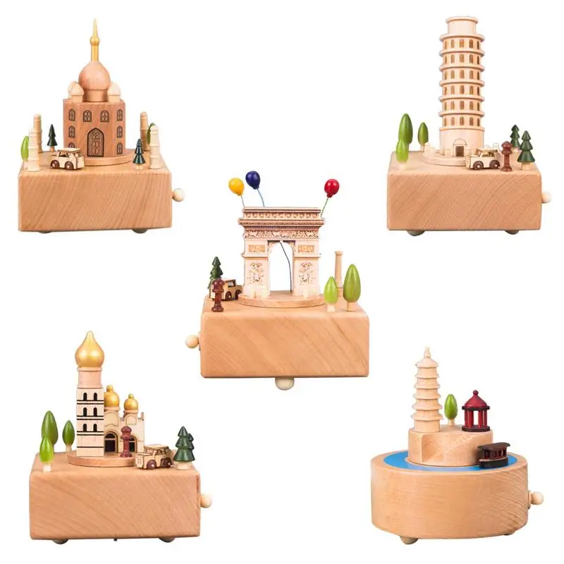 

Wool Musical Boxes Wooden Music Box Wood Crafts Retro Birthday Gift Vintage Home Decoration Accessories