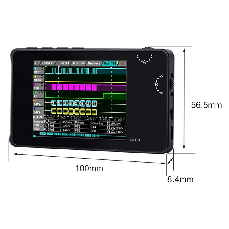 

Protable LA104 Digital Logic Analyzer 4CH Oscilloscope SPI IIC UART Programmable 100MHz Sample Rate 2.8Inch Screen Digital