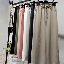 Mujeres primavera algodón Lino pantalones 2020 bolsillos Pantalones Casual Color sólido Vintage de talla grande