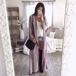 2019 женские с длинным рукавом змея шифон кардиган Boho Верхняя одежда Куртка Пальто Топы корректирующие платье