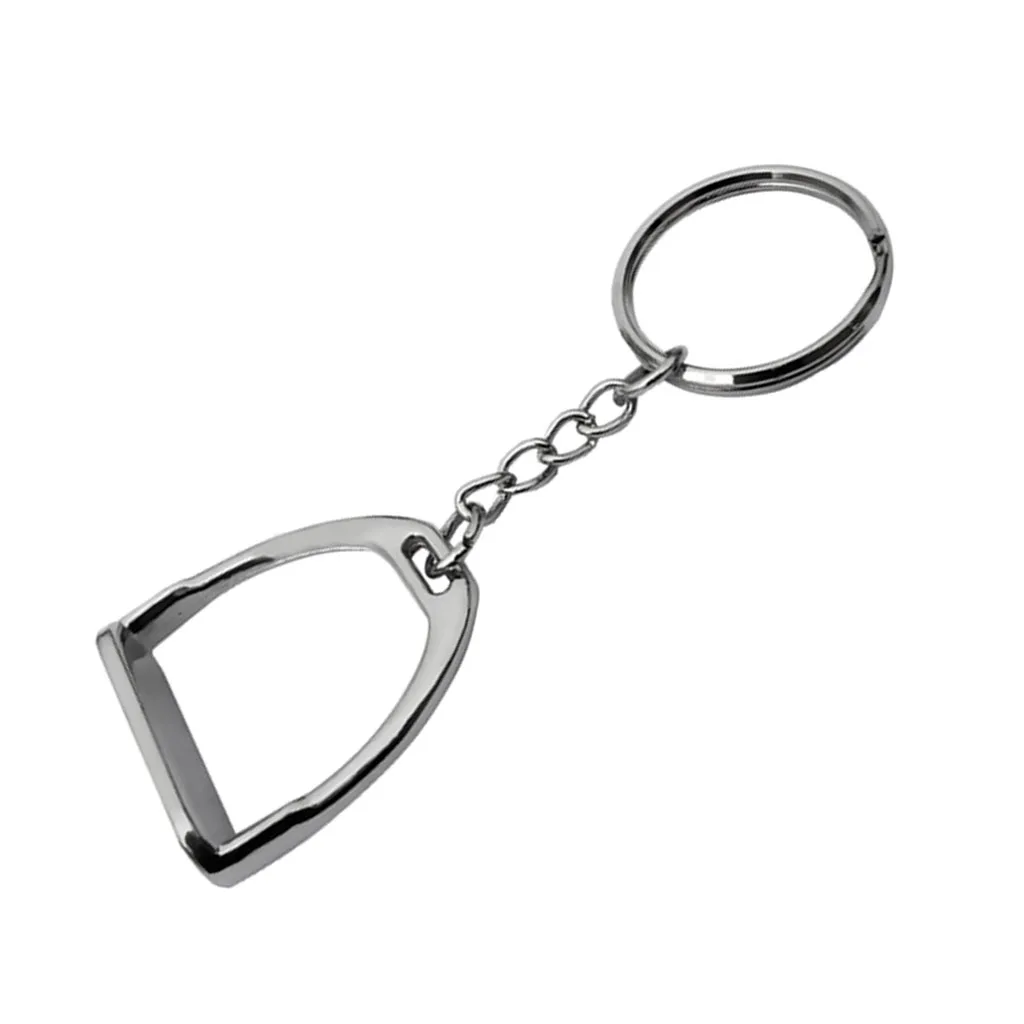 Horse Pony Silver Stirrup Keyring Metal Key Chain Hanging Ornament for Men Women Hand Bag Decoration Accessories