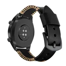 Для huawei часы GT Honor часы Magic 22 мм заменить Для мужчин t ремешки для Для женщин Для мужчин мягкие удобные кожаные ремешок для часов черный