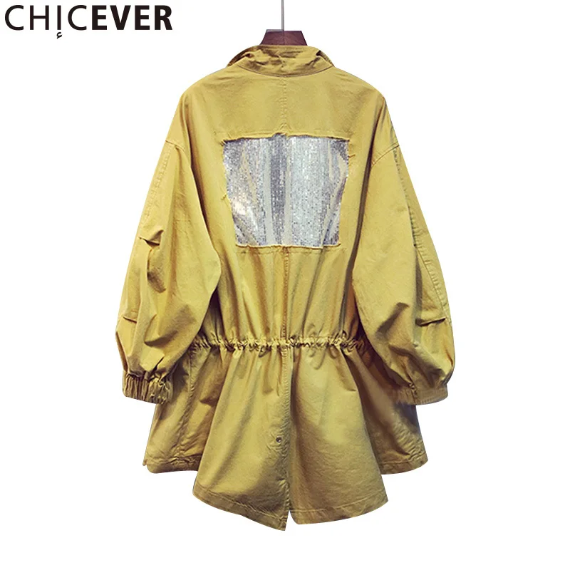 

CHICEVER 2019 Summer Long Sleeve Slim Casual Female Women Coat Loose Lace Up Trench Coats For Women's Basic Clothing Fashion